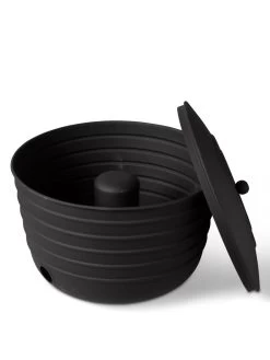 Matte Black Ribbed Hose Pot With Lid 9 Matte Black Ribbed Hose Pot With Lid -Plant Care Shop 8611991 5868 tif