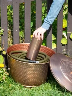 Hammered Copper Hose Pot With Lid -Plant Care Shop 8613311 0019